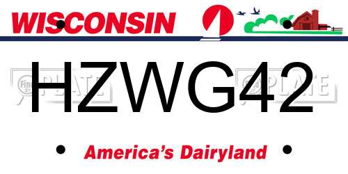 HZWG42 Wisconsin License Plate