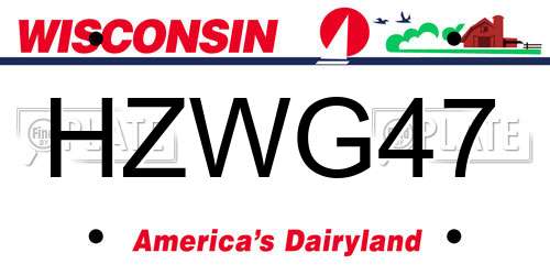 HZWG47 Wisconsin License Plate