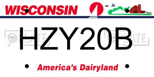 HZY20B Wisconsin License Plate