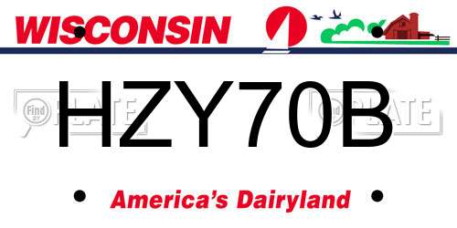 HZY70B Wisconsin License Plate