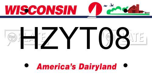 HZYT08 Wisconsin License Plate
