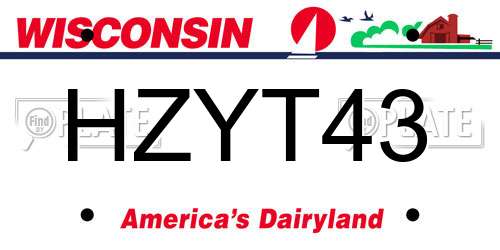 HZYT43 Wisconsin License Plate