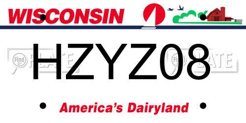 HZYZ08 Wisconsin License Plate