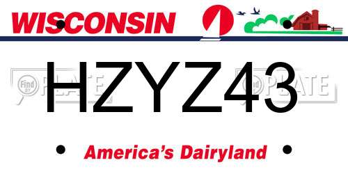 HZYZ43 Wisconsin License Plate