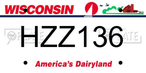 HZZ136 Wisconsin License Plate
