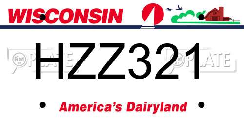 HZZ321 Wisconsin License Plate