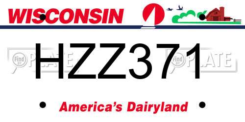 HZZ371 Wisconsin License Plate