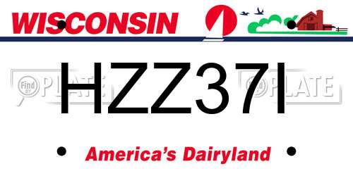 HZZ37I Wisconsin License Plate