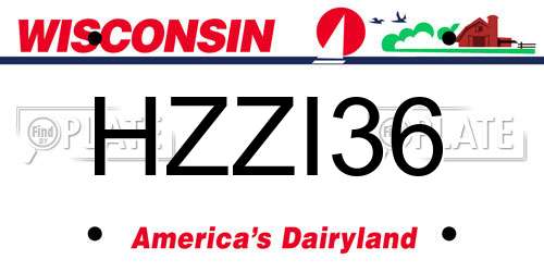 HZZI36 Wisconsin License Plate