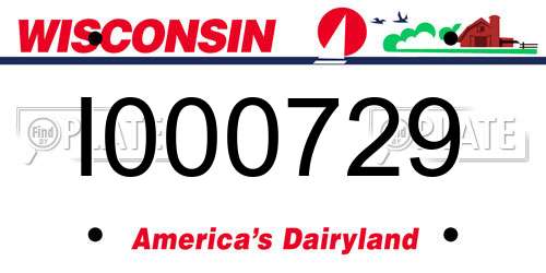I000729 Wisconsin License Plate