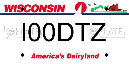 I00DTZ Wisconsin License Plate