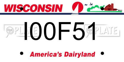 I00F51 Wisconsin License Plate
