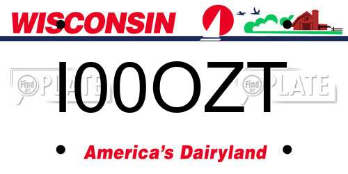 I00OZT Wisconsin License Plate