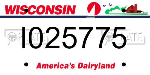 I025775 Wisconsin License Plate