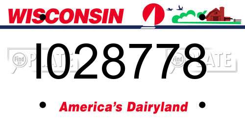 I028778 Wisconsin License Plate
