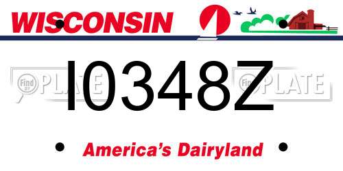 I0348Z Wisconsin License Plate