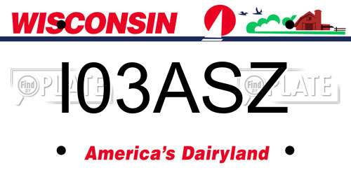 I03ASZ Wisconsin License Plate