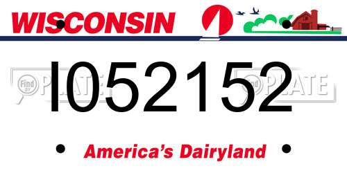 I052152 Wisconsin License Plate