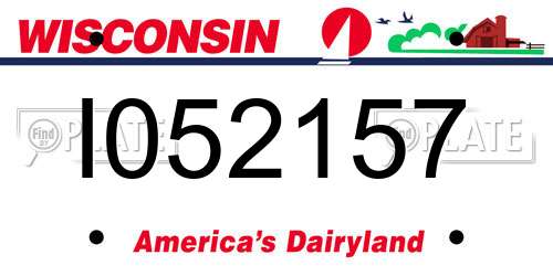 I052157 Wisconsin License Plate
