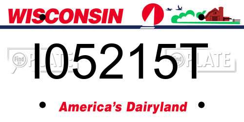I05215T Wisconsin License Plate