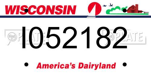 I052182 Wisconsin License Plate