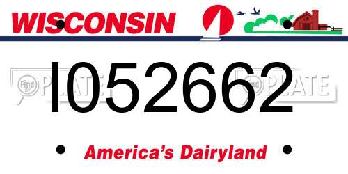 I052662 Wisconsin License Plate