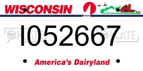 I052667 Wisconsin License Plate