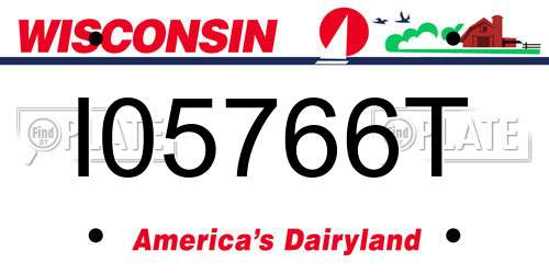 I05766T Wisconsin License Plate