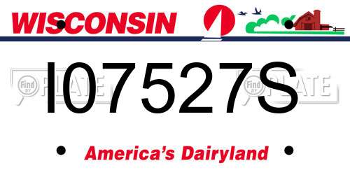 I07527S Wisconsin License Plate