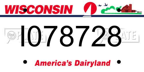 I078728 Wisconsin License Plate