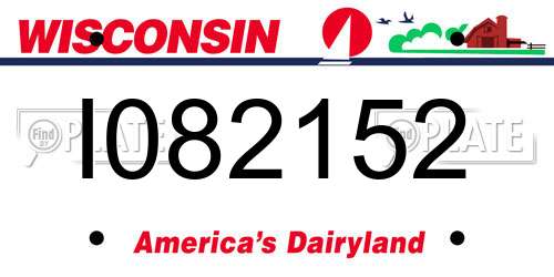I082152 Wisconsin License Plate
