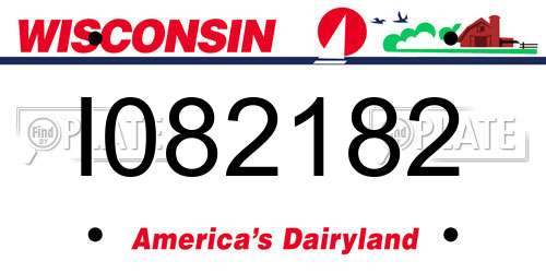 I082182 Wisconsin License Plate