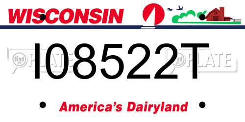 I08522T Wisconsin License Plate