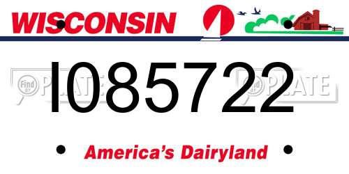 I085722 Wisconsin License Plate