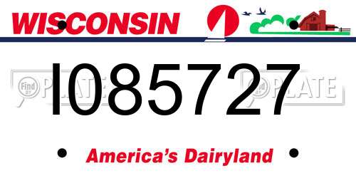 I085727 Wisconsin License Plate