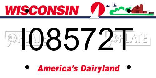 I08572T Wisconsin License Plate