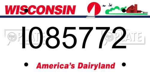 I085772 Wisconsin License Plate