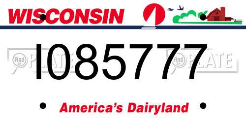 I085777 Wisconsin License Plate