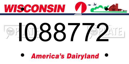 I088772 Wisconsin License Plate