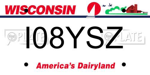 I08YSZ Wisconsin License Plate