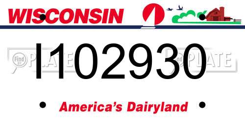 I102930 Wisconsin License Plate