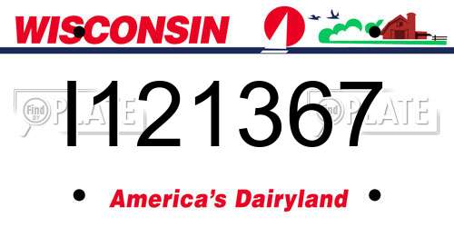 I121367 Wisconsin License Plate