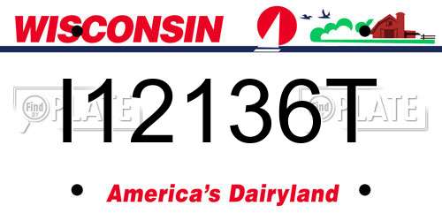 I12136T Wisconsin License Plate