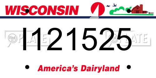 I121525 Wisconsin License Plate