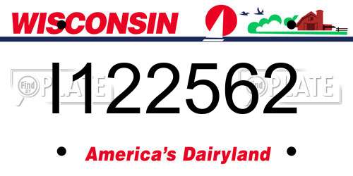 I122562 Wisconsin License Plate