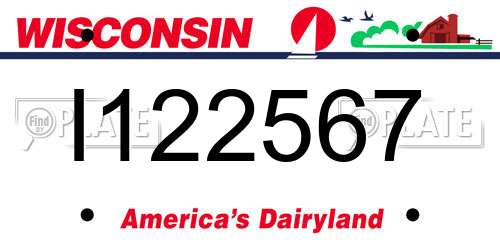 I122567 Wisconsin License Plate