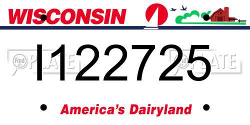 I122725 Wisconsin License Plate