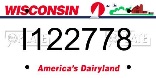 I122778 Wisconsin License Plate
