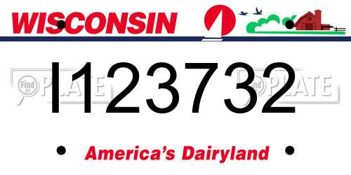 I123732 Wisconsin License Plate