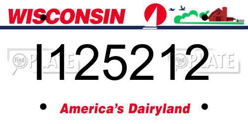I125212 Wisconsin License Plate